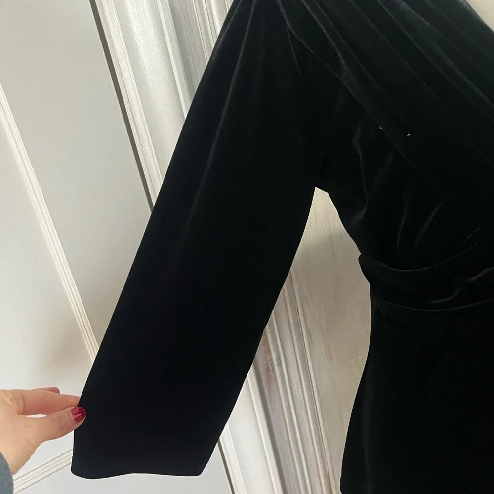 VTG Y2K black Velvet babydoll top 3/4 sleeve | M whimsigoth fairy grunge romance - Picture 10 of 12